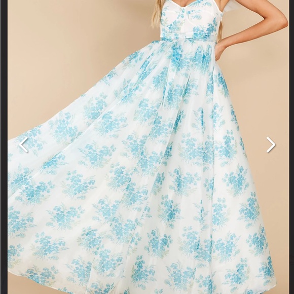 NWT Loveshackfancy Blue Macron Floral tulle maxi Gown - Picture 7 of 16